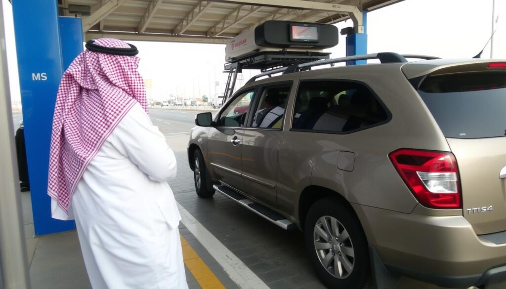 صورة لمركبة تخضع للفحص الدوري في السعودية صورة لمركبة تخضع للفحص الدوري في السعودية