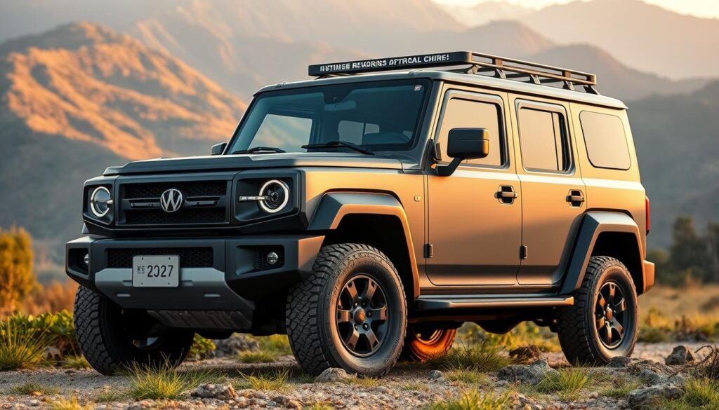 A Chinese off-road vehicle prominently displayed in a natural setting, with lush vegetation and a serene mountain backdrop. The vehicle's bold and angular design exudes a sense of ruggedness and capability, complemented by a warm, golden-hour lighting that casts dramatic shadows across its surfaces. The image captures the vehicle's imposing presence and the adventurous spirit it embodies, inviting the viewer to imagine the thrilling experiences and versatility it offers compared to other mainstream SUV models. A Chinese off-road vehicle prominently displayed in a natural setting, with lush vegetation and a serene mountain backdrop. The vehicle's bold and angular design exudes a sense of ruggedness and capability, complemented by a warm, golden-hour lighting that casts dramatic shadows across its surfaces. The image captures the vehicle's imposing presence and the adventurous spirit it embodies, inviting the viewer to imagine the thrilling experiences and versatility it offers compared to other mainstream SUV models.