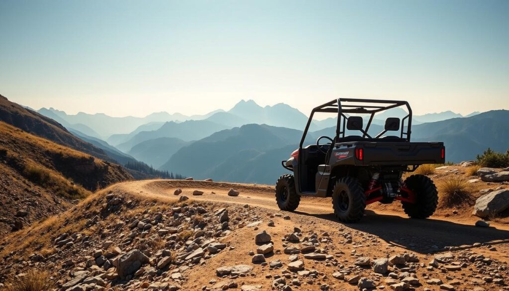 A rugged off-road vehicle navigates a winding, rocky path through a serene, sun-dappled mountain landscape. The vehicle's sturdy frame and large all-terrain tires suggest it is well-equipped for the challenging terrain. In the distance, towering peaks rise against a clear blue sky, creating a majestic backdrop. Warm, natural lighting illuminates the scene, casting soft shadows and highlights that accentuate the vehicle's robust design. The overall composition conveys a sense of adventure, exploration, and the capabilities of the Gator T2 to tackle even the most demanding outdoor excursions. A rugged off-road vehicle navigates a winding, rocky path through a serene, sun-dappled mountain landscape. The vehicle's sturdy frame and large all-terrain tires suggest it is well-equipped for the challenging terrain. In the distance, towering peaks rise against a clear blue sky, creating a majestic backdrop. Warm, natural lighting illuminates the scene, casting soft shadows and highlights that accentuate the vehicle's robust design. The overall composition conveys a sense of adventure, exploration, and the capabilities of the Gator T2 to tackle even the most demanding outdoor excursions.